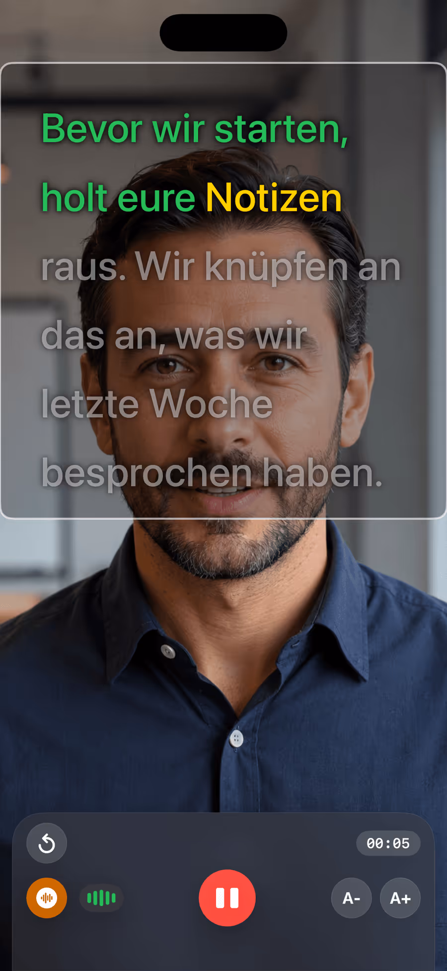 Eine Unterrichtseinheit mit Teleprompter Pro aufnehmen
