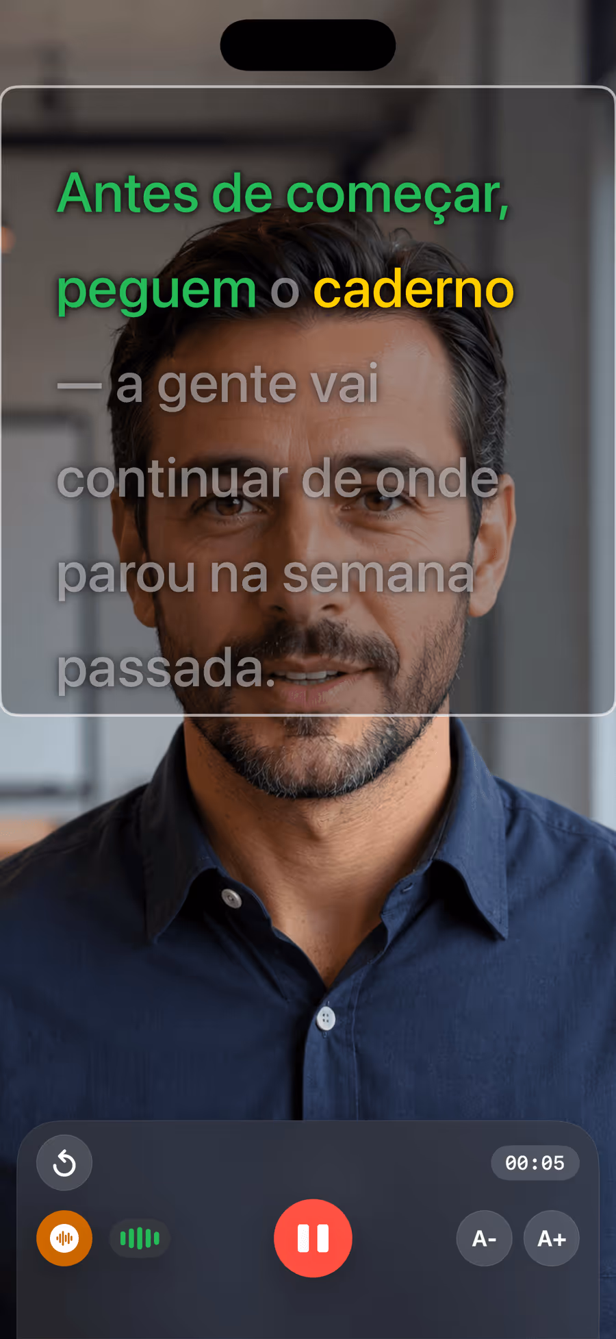 Gravando uma aula com o Teleprompter Pro